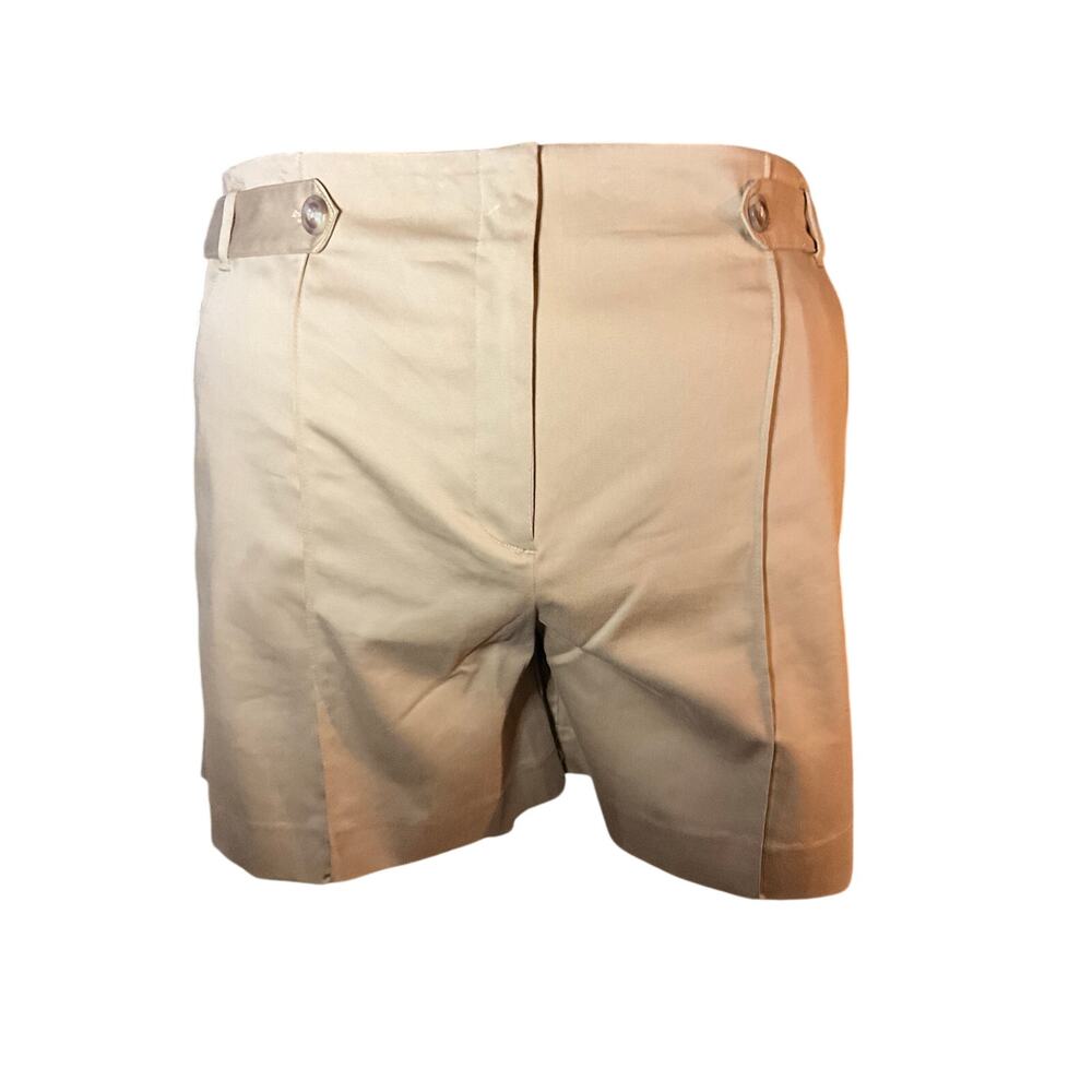 Chico's Khaki Tailored Shorts High Rise Tab Waist Cotton Stretch NWOT Sz 4 / 20